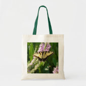 Tote Bag Papillon Swallowtail sur Fleurs sauvages pourpres (Devant)