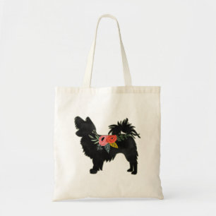 Tote Bag Papillon Toy Chien race Boho Floral Silhouette