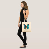 Tote Bag Papillon Tropical bleu et turquoise couleur Gem (Devant (modèle))