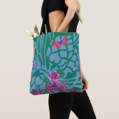 Tote Bag Papillon Vert Émeraude Kaléidoscope Impression Per (De près)