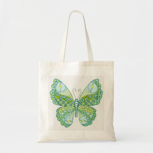 Tote Bag Papillon vert et jaune (Devant)