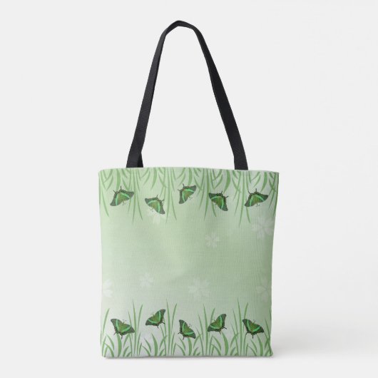 Tote Bag Papillon vert sur vert clair - personnalisable (Dos)