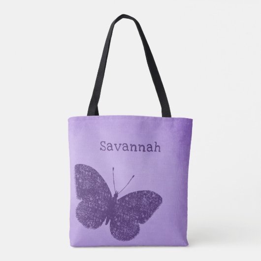 Tote Bag Papillon violet Boho Rustique Fourre-tout (Dos)