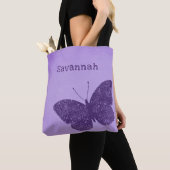 Tote Bag Papillon violet Boho Rustique Fourre-tout (De près)