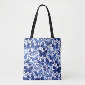 Tote Bag Papillons Aquarelle Indigo Blue Art (Devant)