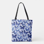 Tote Bag Papillons Aquarelle Indigo Blue Art (Dos)