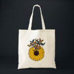 Tote Bag Papillons au tournesol<br><div class="desc">Ce design est le cadeau idéal pour un anniversaire, Noël et d'autres célébrations. Il convient aux femmes, aux hommes et aux enfants.</div>
