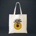 Tote Bag Papillons au tournesol<br><div class="desc">Ce design est le cadeau idéal pour un anniversaire,  Noël et d'autres célébrations. Il convient aux femmes,  aux hommes et aux enfants.</div>