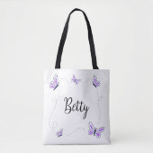 Tote Bag Papillons blancs et violets (Devant)