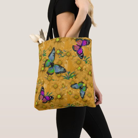 Tote Bag "Papillons Colorés" Monogramme Personnalisable (De près)
