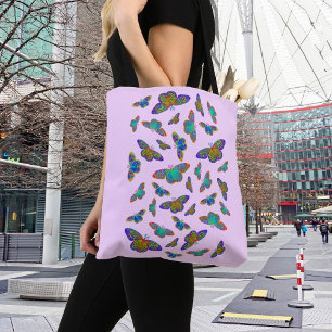 Tote Bag Papillons colorés sur bébé rose