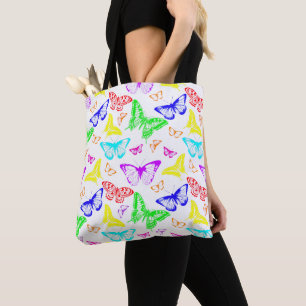 Tote Bag Papillons de couleur arc-en-ciel volant