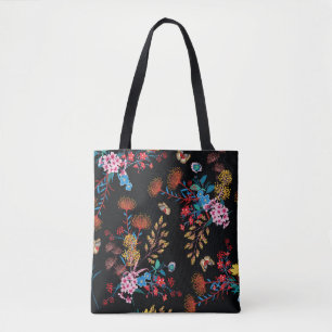 Tote Bag Papillons de jardin fleuris Style Liberty