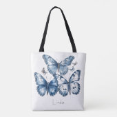 Tote Bag Papillons en bleu Delft (Dos)