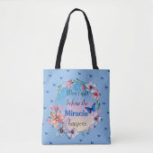 Tote Bag Papillons et fleurs Citation de mentalité positive (Devant)