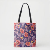 Tote Bag Papillons et fleurs de pavot (Devant)