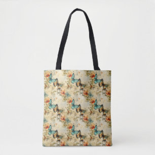 Tote Bag Papillons et fleurs Vintages colorés (8)