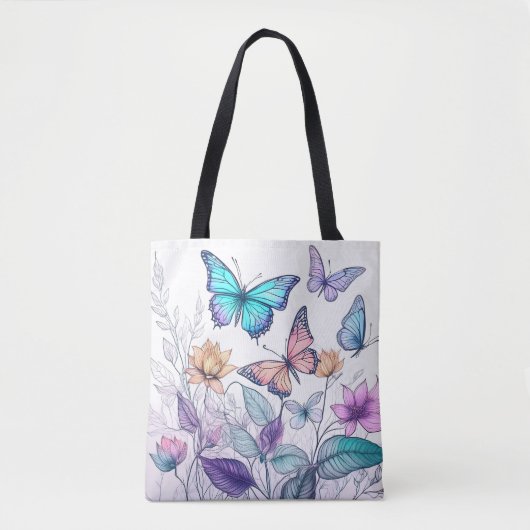 Tote Bag Papillons et Florales (Devant)
