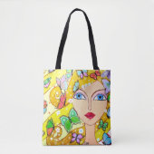 Tote Bag Papillons et une belle fille (Devant)
