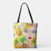Tote Bag Papillons et une belle fille (Dos)