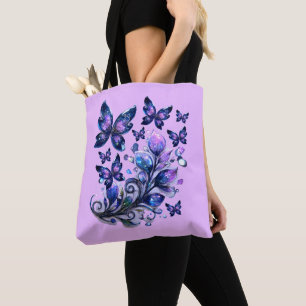 Tote Bag Papillons Étincelles Cosmiques Rose