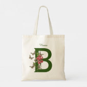 Tote Bag Papillons Fleur Monogramme Initiale B Personnalisé (Dos)