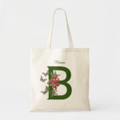 Tote Bag Papillons Fleur Monogramme Initiale B Personnalisé (Devant)