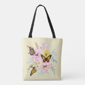 Tote Bag "Papillons, fleurs et points" (Dos)