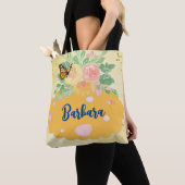 Tote Bag "Papillons, fleurs et points" (De près)