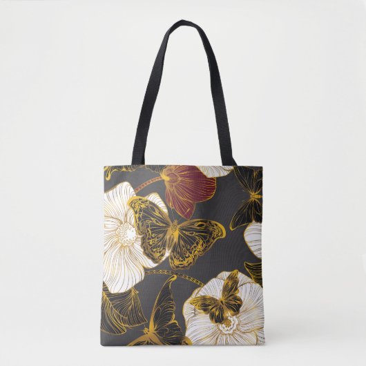 Tote Bag Papillons & Fleurs : Motif Boho de printemps (Devant)