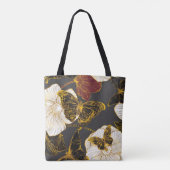Tote Bag Papillons & Fleurs : Motif Boho de printemps (Dos)