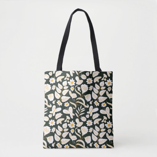 Tote Bag Papillons & Fleurs : Motif d'été Doodle. (Devant)