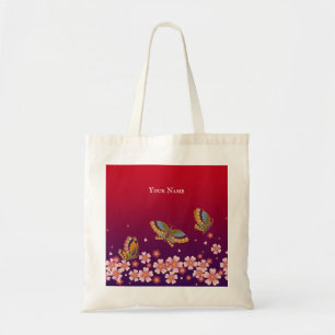 Tote Bag Papillons japonais Sakura Blossoms Personnalisé