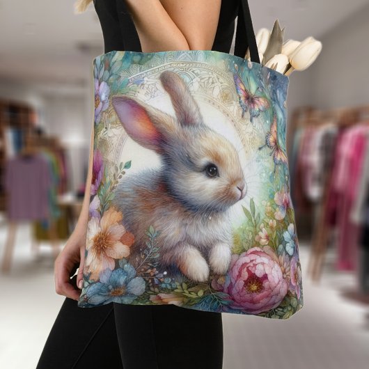 Tote Bag Papillons Pastel Joli Bunny Jardin Floral