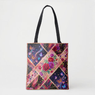 Tote Bag Papillons, rêves floraux et élégance dorée