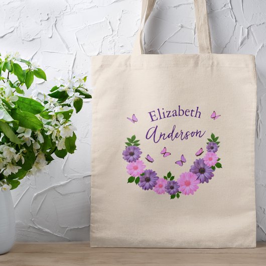 Tote Bag Papillons rose et pourpre