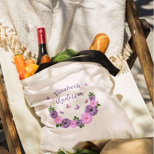 Tote Bag Papillons rose et pourpre