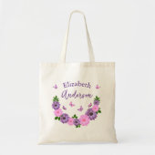 Tote Bag Papillons rose et pourpre (Devant)
