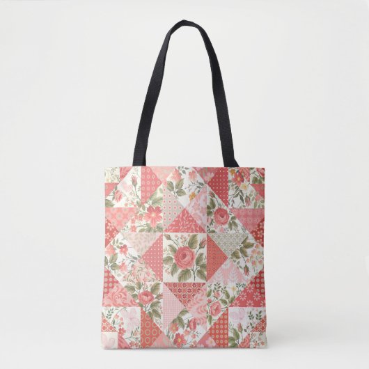 Tote Bag Papillons rose Patchwork sans couture (Devant)