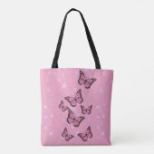 Tote Bag papillons sur parties scintillant simulée rose (Dos)