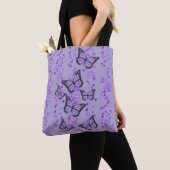 Tote Bag papillons violets lavande sur parties scintillant (De près)