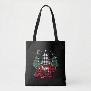 Tote Bag Pappy Bear Buffalo Plaid Family Pajama Noël