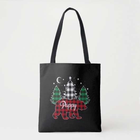 Tote Bag Pappy Bear Buffalo Plaid Family Pajama Noël (Devant)