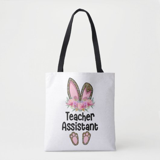 Tote Bag Pâques Bunny Ear Enseignant Leopard Enseignant Ass (Devant)