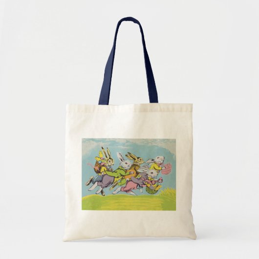Tote Bag Pâques courir les lapins Pastel (Devant)