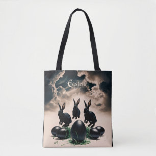Tote Bag Pâques gothique - lapins foncés et oeufs mystérieu