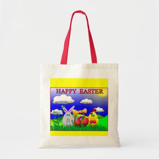 Tote Bag Pâques joyeuses colorées (Devant)