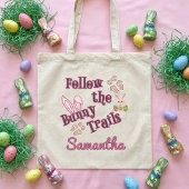 Tote Bag Pâques personnalisés Suivez les sentiers du lapin