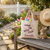 Tote Bag Pâques personnalisés Suivez les sentiers du lapin
