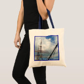 Tote Bag Par le calage avec la frontière bleue (Devant (produit))